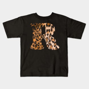Letter R leopard print Kids T-Shirt